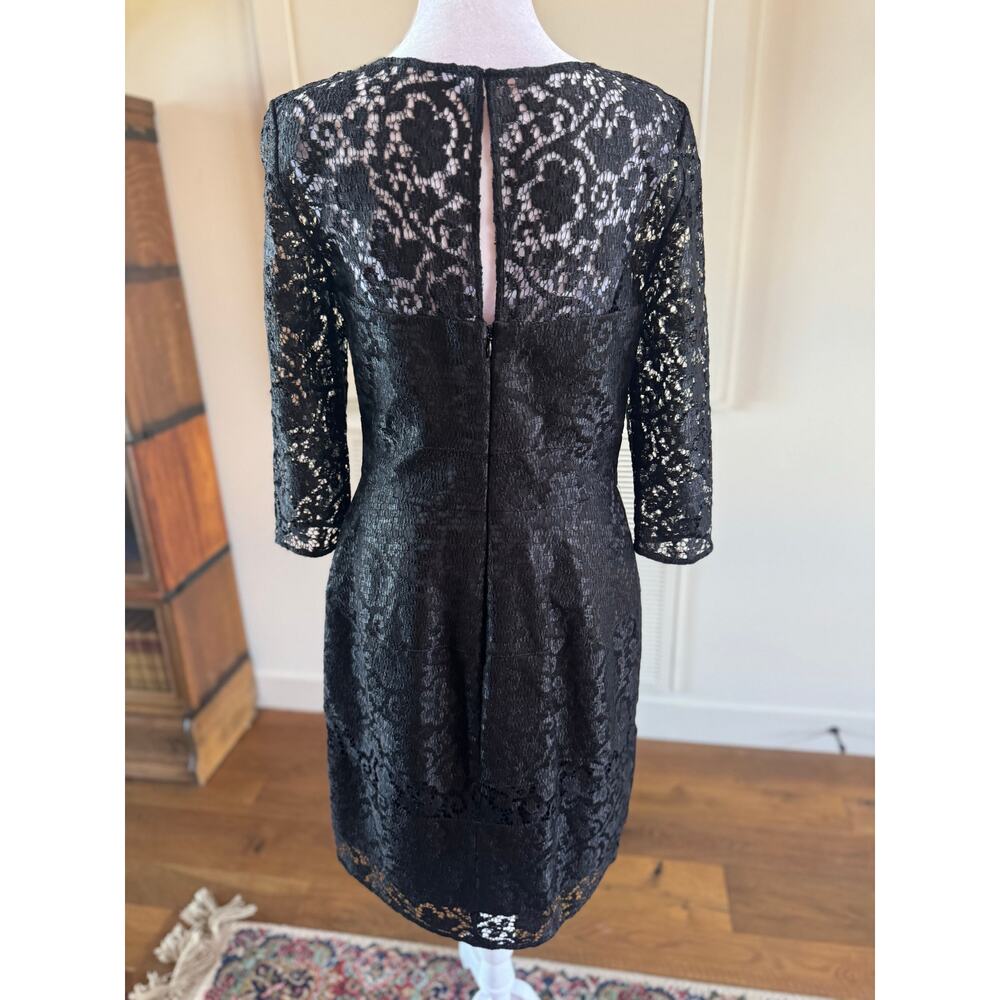 Kay Unger New York Black Sheer Lace Formal Dress 10 Large Like New Cocktail - Picture 6 of 12
